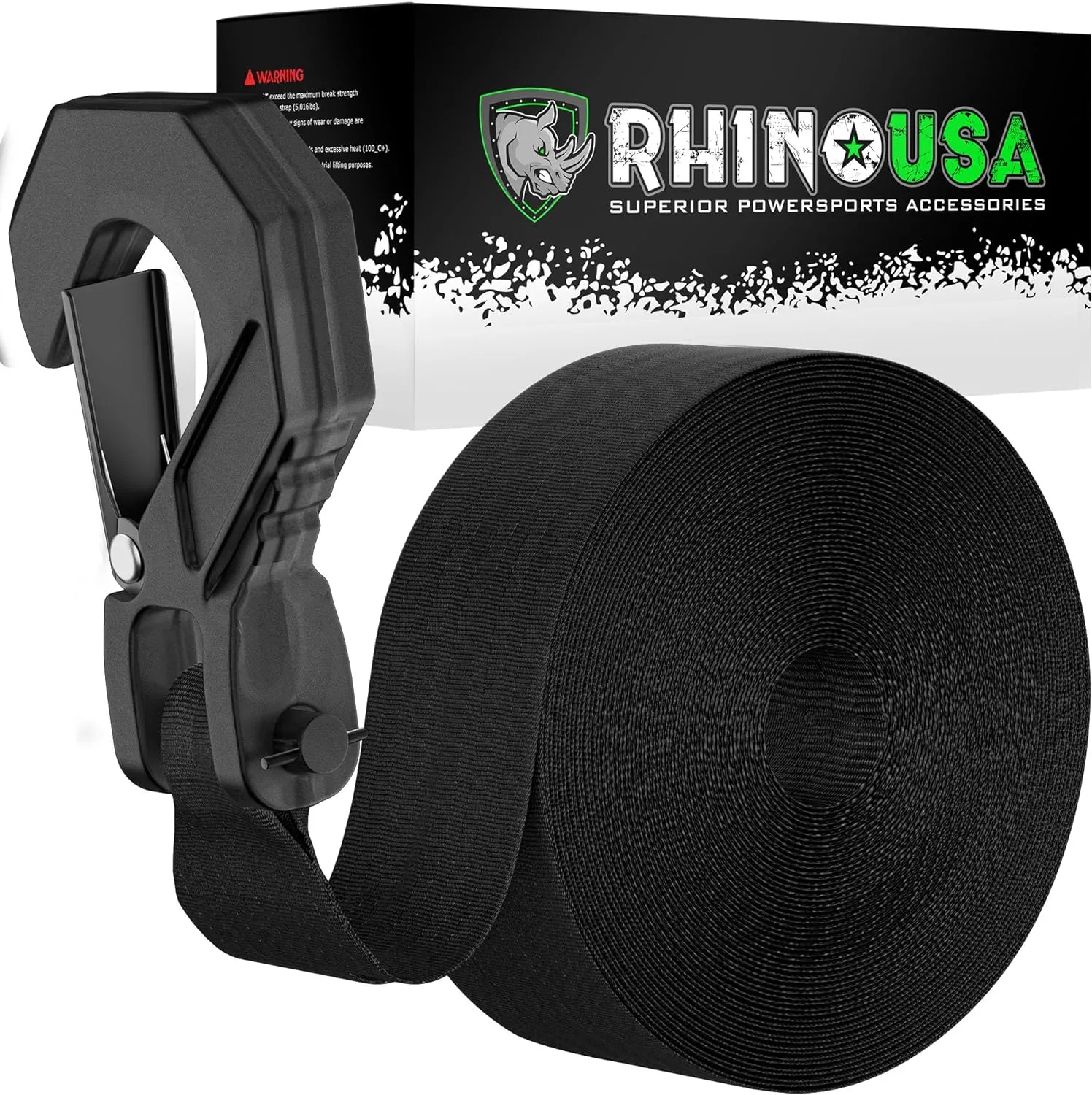Rhino USA Boat Winch Strap with Hook (2" x 20') - 10,000lb Break Strength - Ultimate Replacement Boat Trailer Winch Straps with Safety Hook - Compatible with Pontoon, Jet Ski, Fishing Boat & More!