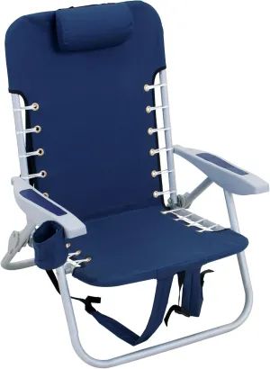 RIO Gear Beach Lace-Up Suspension Folding Beach Chair, Navy , 44.7" x 25.5" x 26.5"