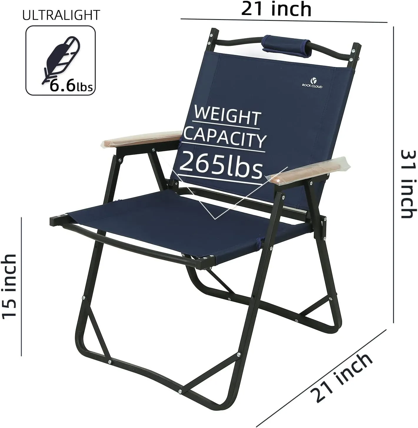 ROCK CLOUD Portable Folding Camping Chair Low Beach Chairs for Camp Lawn Hiking Sports Hunting