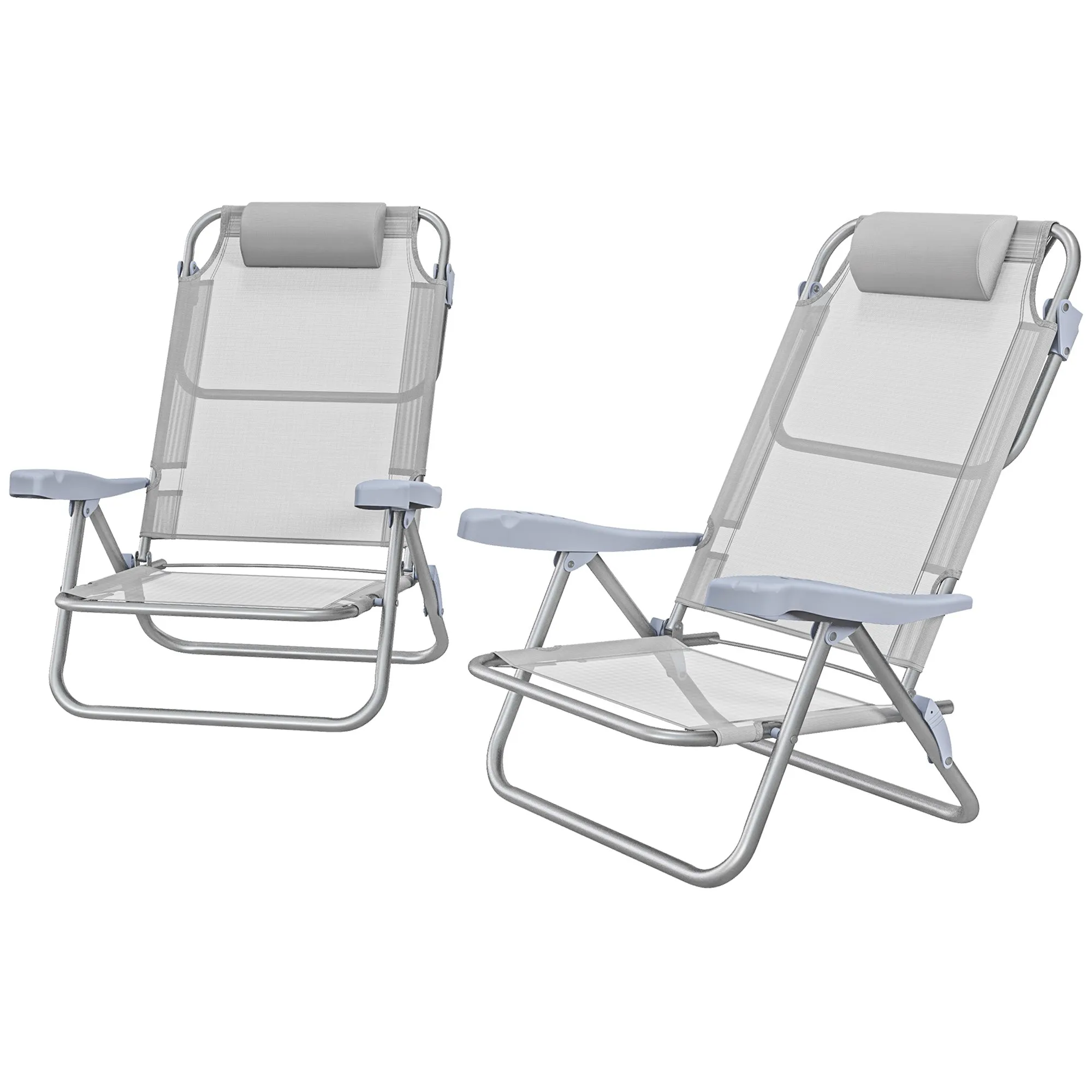 Rootz 2 Piece Set Garden Chairs - Fishing Chair - Camping Chair - Comfort Headrest - 62cm x 65cm x 80cm
