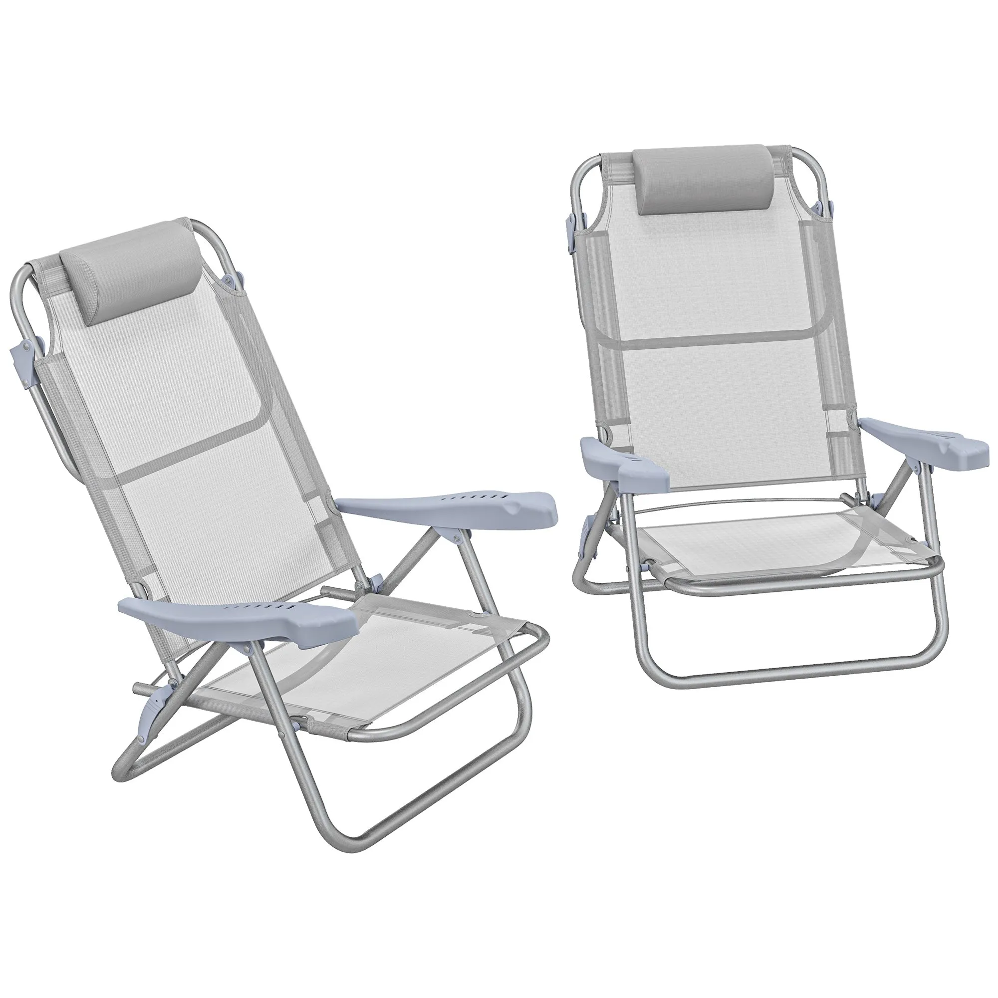 Rootz 2 Piece Set Garden Chairs - Fishing Chair - Camping Chair - Comfort Headrest - 62cm x 65cm x 80cm
