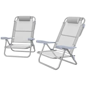 Rootz 2 Piece Set Garden Chairs - Fishing Chair - Camping Chair - Comfort Headrest - 62cm x 65cm x 80cm