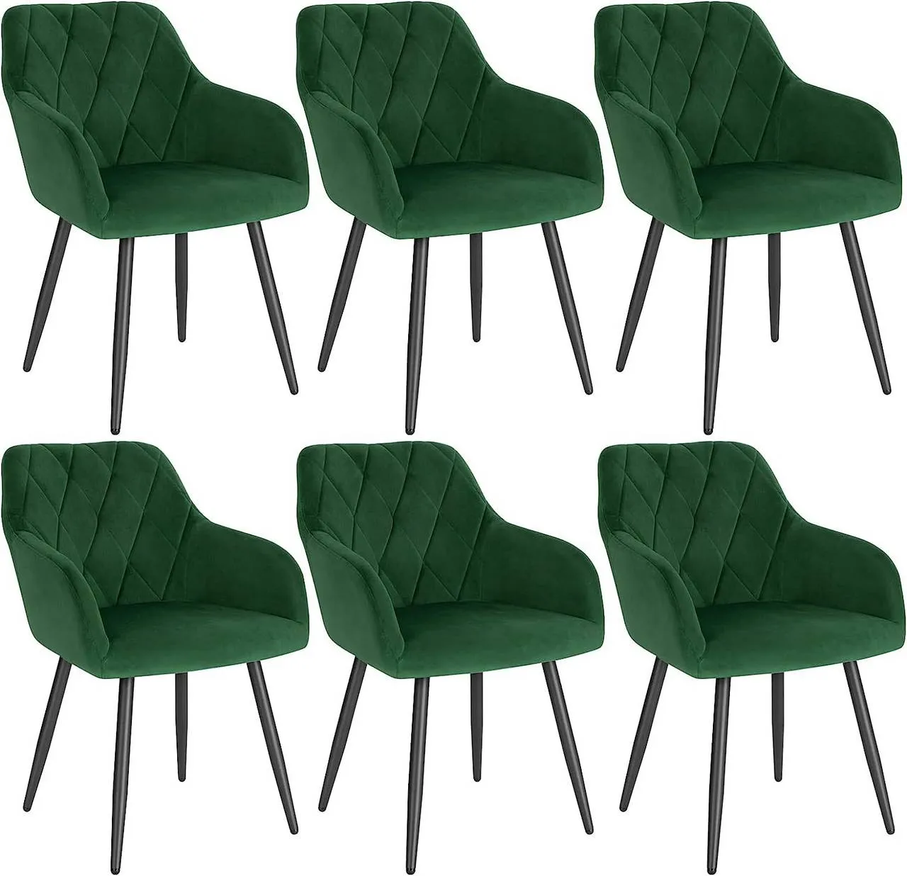 Rootz Dining Chairs Set - Velvet Chairs - Padded Seats - Ergonomic Design - 44cm x 42.5cm x 46.5cm - Sturdy Metal Legs - Pack of 6