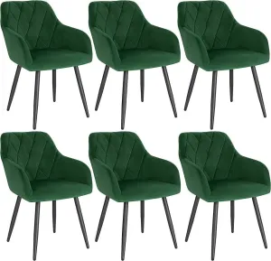 Rootz Dining Chairs Set - Velvet Chairs - Padded Seats - Ergonomic Design - 44cm x 42.5cm x 46.5cm - Sturdy Metal Legs - Pack of 6