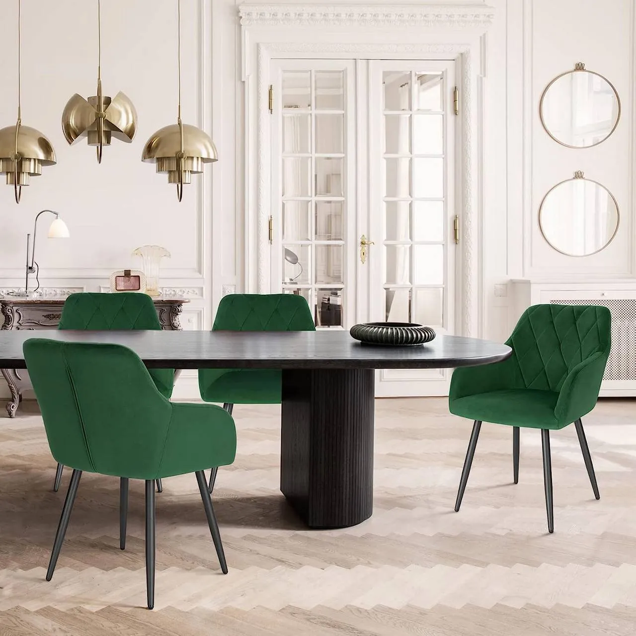 Rootz Dining Chairs Set - Velvet Chairs - Padded Seats - Ergonomic Design - 44cm x 42.5cm x 46.5cm - Sturdy Metal Legs - Pack of 6