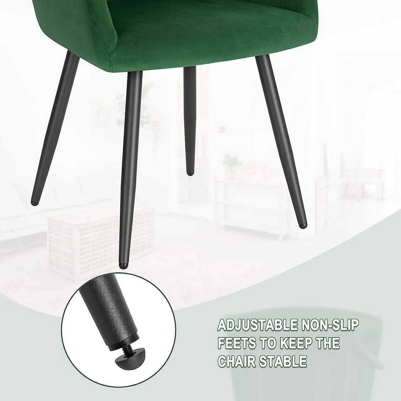 Rootz Dining Chairs Set - Velvet Chairs - Padded Seats - Ergonomic Design - 44cm x 42.5cm x 46.5cm - Sturdy Metal Legs - Pack of 6