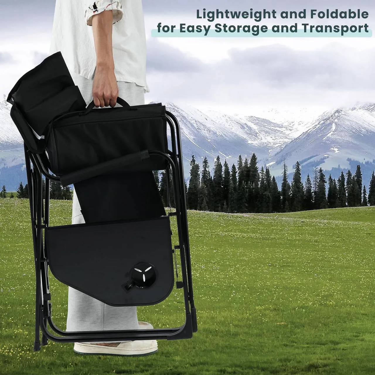 Rootz Folding Camping Chair - Beach Relaxing Chair - Portable Terrace Chair - Oxford Fabric - 61cm x 88cm x 51.5cm