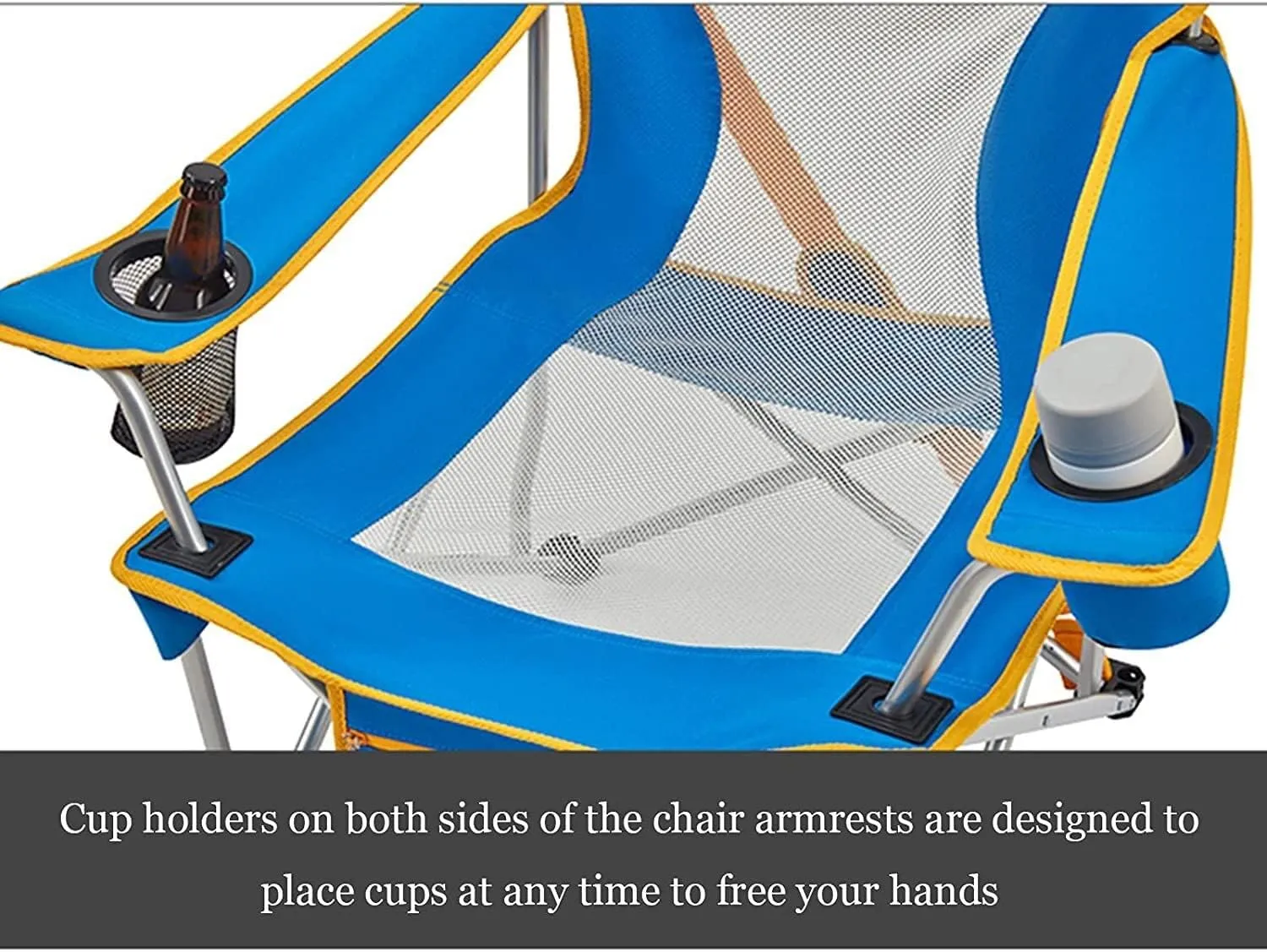 RUVOO Camping Chair Folding Chairs Lawn Chairs Outdoor Armchair Beach Deck Chairs Portable Leisure Seat Stool with Breathable Mesh, Comes with Storage Bag Folding Chair Camp Chair Moon Chair