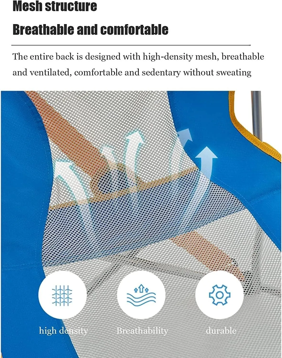 RUVOO Camping Chair Folding Chairs Lawn Chairs Outdoor Armchair Beach Deck Chairs Portable Leisure Seat Stool with Breathable Mesh, Comes with Storage Bag Folding Chair Camp Chair Moon Chair
