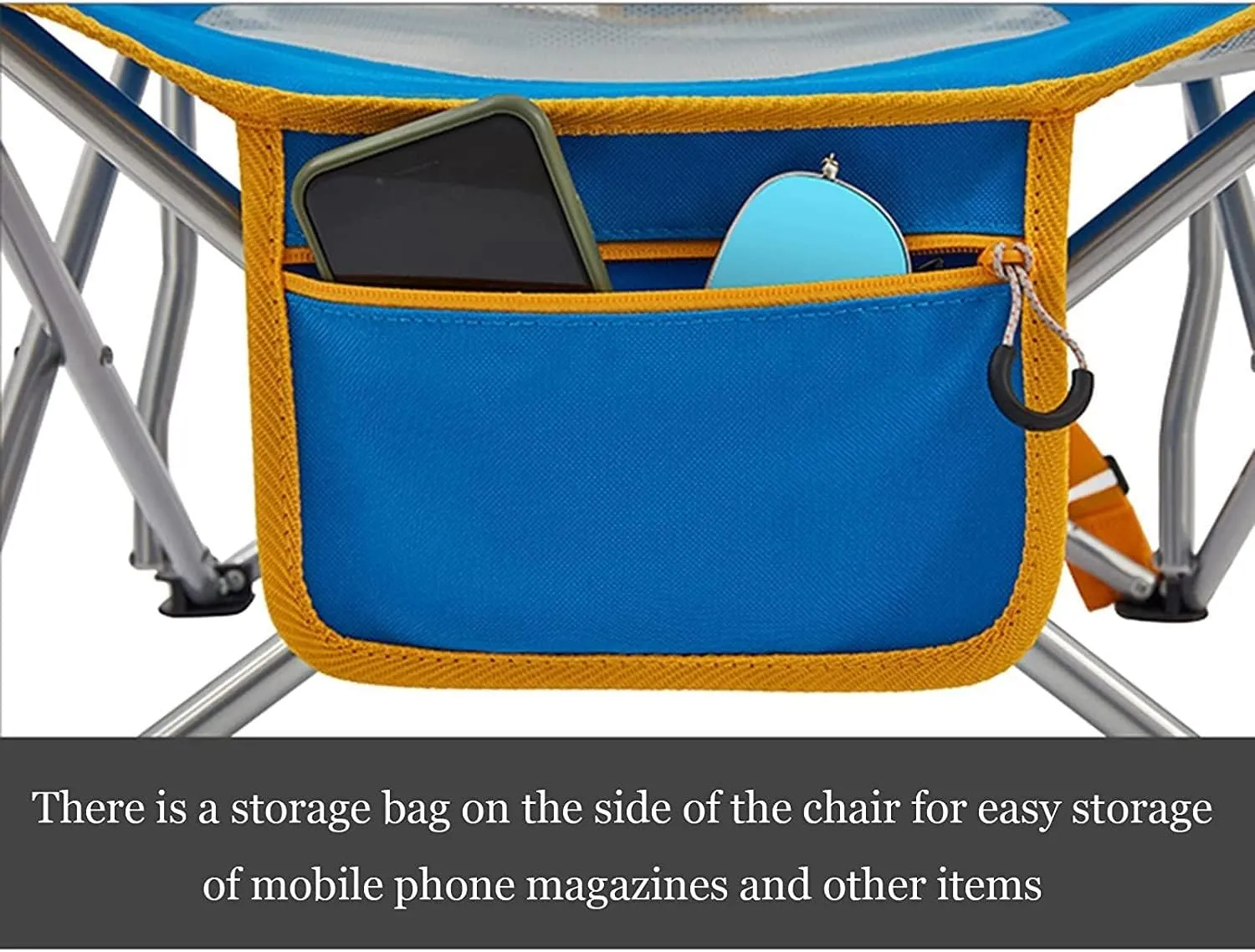 RUVOO Camping Chair Folding Chairs Lawn Chairs Outdoor Armchair Beach Deck Chairs Portable Leisure Seat Stool with Breathable Mesh, Comes with Storage Bag Folding Chair Camp Chair Moon Chair