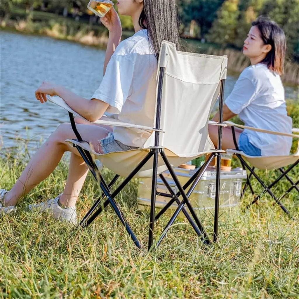 RUVOO Camping Chair Folding Chairs Lawn Chairs Outdoor Folding Chair with Armrests Ultra Light Portable Camping Chair Back Recliner Leisure Chair Fishing Stool Folding Chair Camp Chair Moon Chair