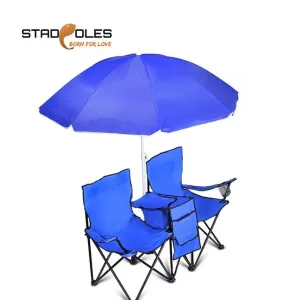 S-tadpoles Camping Chairs Double Fishing Chair Backpacking Portable Folding Umbrella Canopy Chair With Cup Holder Beach Picnic
