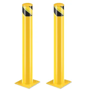 Safety Bollard Post, 36'' Height Steel Bollards 4-1/2'' Pipe Diameter Parking Post Barrier with Reflecitive Tape Steel Pipe Bollard Bolt Down Bollards for Crowd Control(36''-2pack)