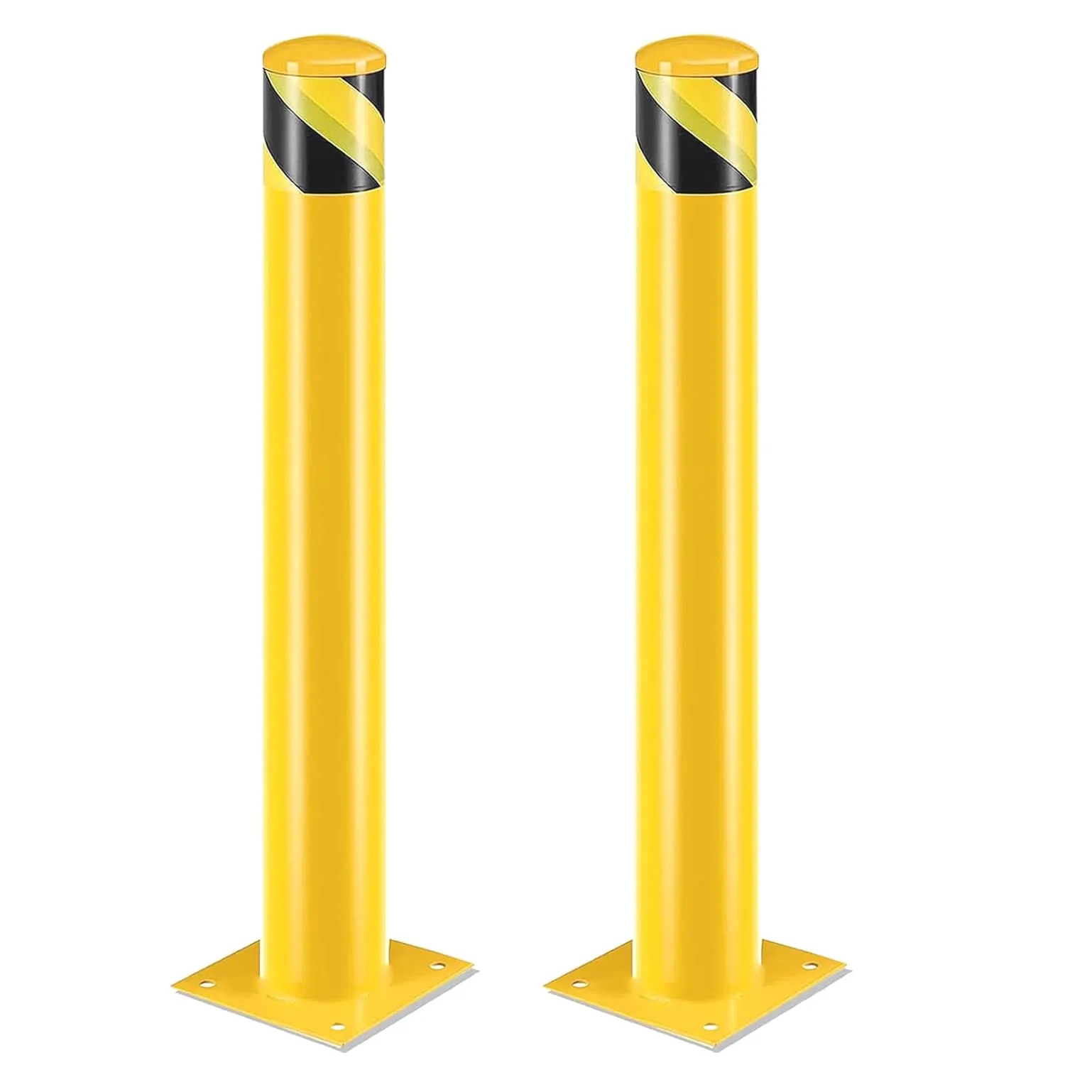 Safety Bollard Post, 36'' Height Steel Bollards 4-1/2'' Pipe Diameter Parking Post Barrier with Reflecitive Tape Steel Pipe Bollard Bolt Down Bollards for Crowd Control(36''-2pack)