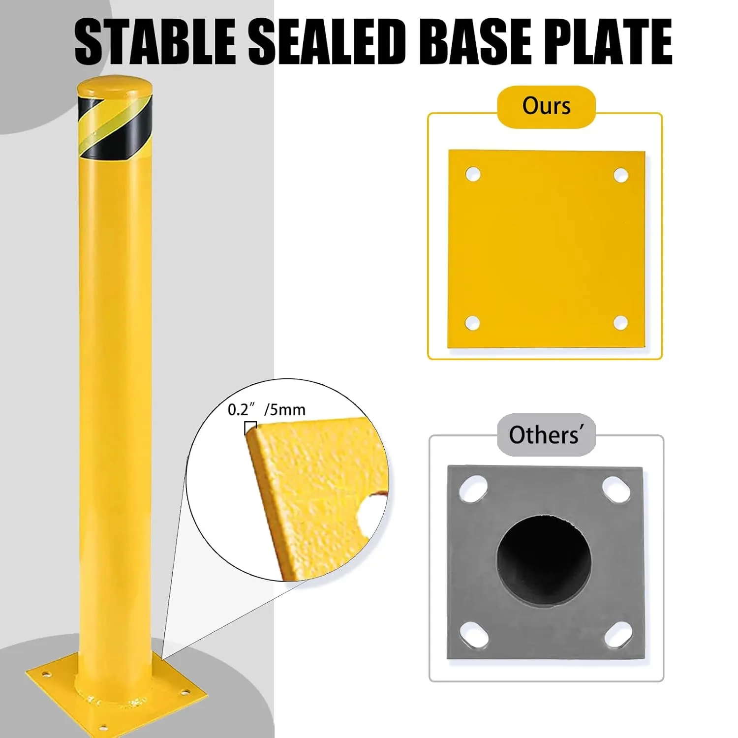 Safety Bollard Post, 36'' Height Steel Bollards 4-1/2'' Pipe Diameter Parking Post Barrier with Reflecitive Tape Steel Pipe Bollard Bolt Down Bollards for Crowd Control(36''-2pack)