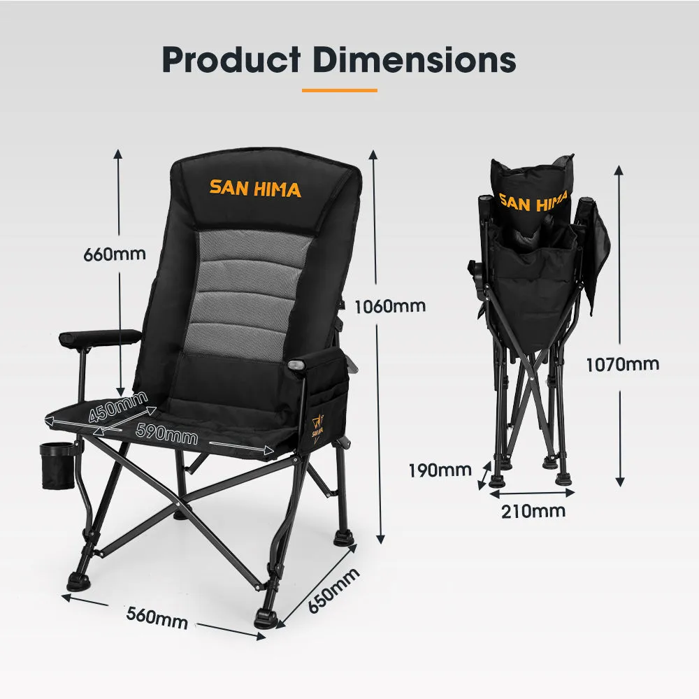 San Hima Luxury Folding Camping Chair Outdoor Portable Thick Padding With Storage Bag
