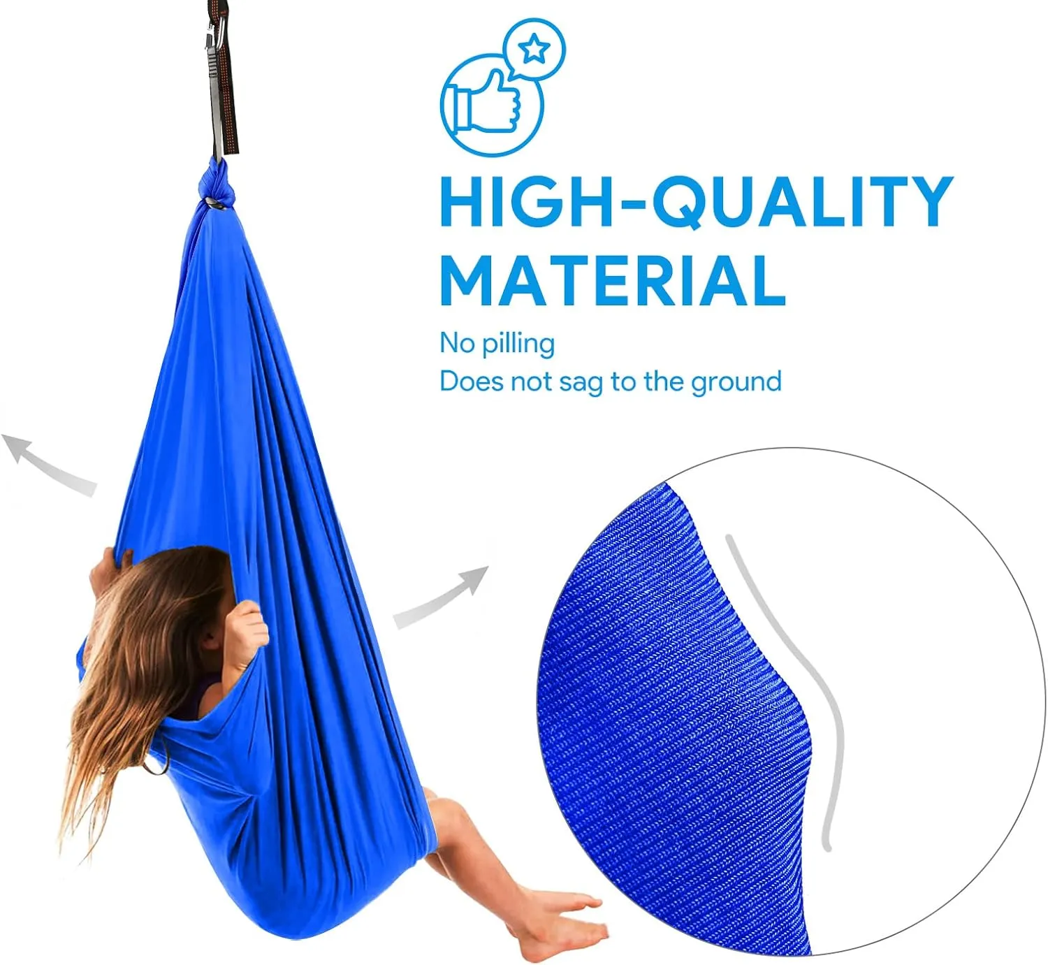 Satisure Sensory Swing, Therapy Swing for Kids & Adults, Cuddle Swing Indoor Outdoor, Swing Hammock for Child with Disorders, Autism, ADHD, Anxiety, Pod Swing Chair - 110" x 59"