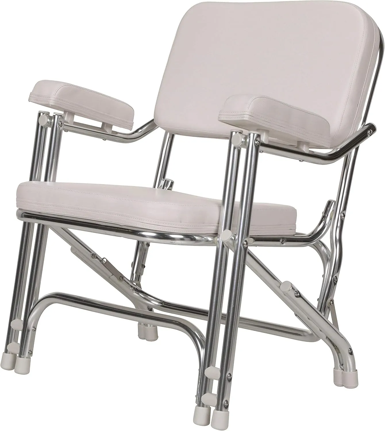 Seachoice Folding Deck Chair, White, Marine Vinyl, Folds For Easy Storage