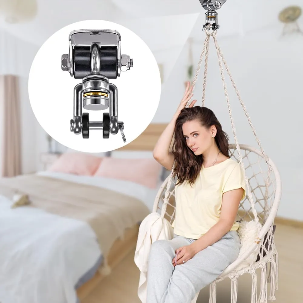 SELEWARE Anti-Squeaking Swing Hanger Stainless Steel Swing Hook Bearing Inside Free Swivel Ceiling Mount Bracket for Hammock Chair Toddler Swing Yoga Swing Punching Bag