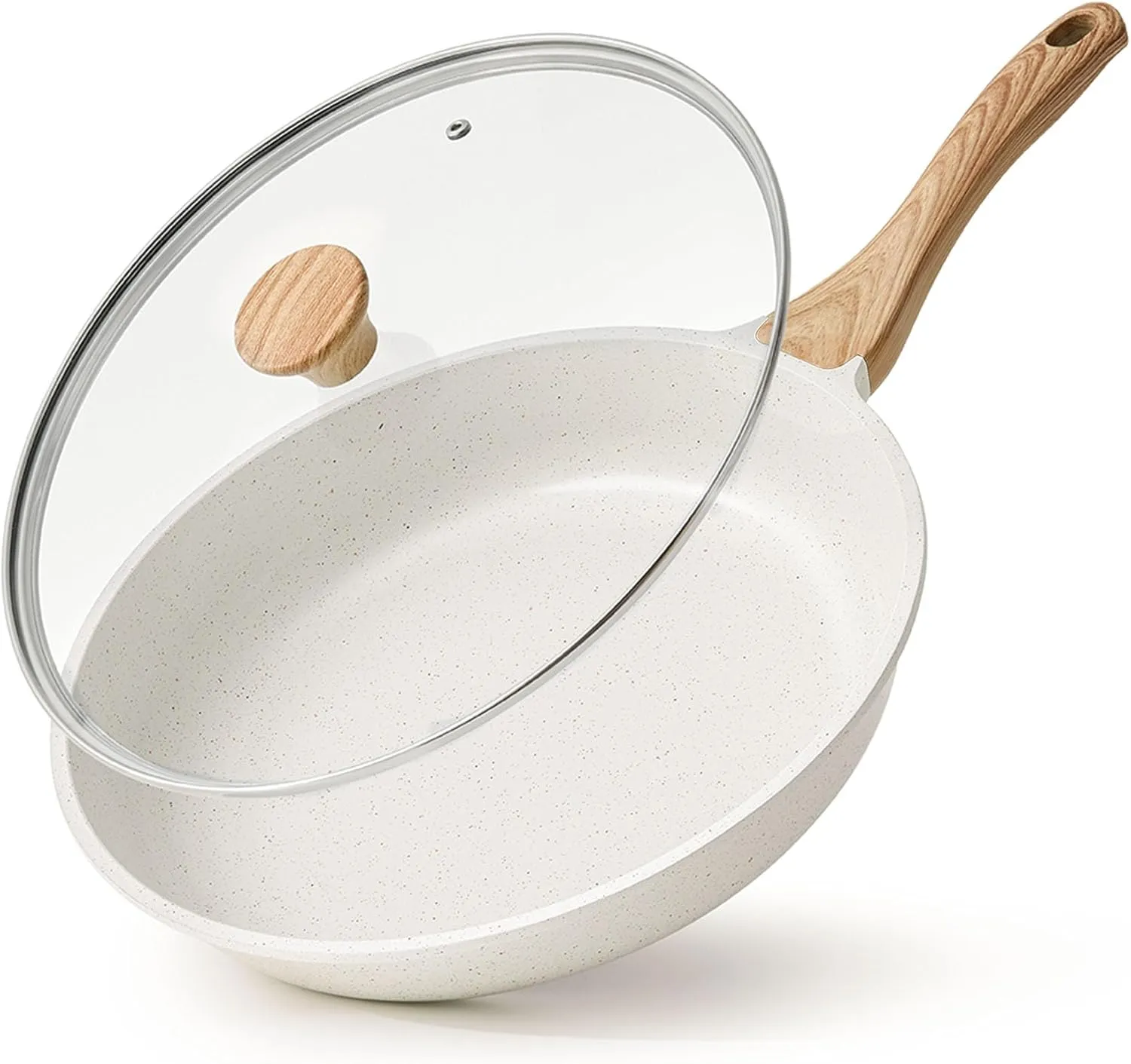 SENSARTE Nonstick Ceramic Frying Pan Skillet with Lid, 10 Inch Omelet Pan, Healthy Non Toxic Chef Pan, Induction Compatible Egg Pan with Heat Resistant Handle, PFAS-Free