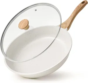 SENSARTE Nonstick Ceramic Frying Pan Skillet with Lid, 10 Inch Omelet Pan, Healthy Non Toxic Chef Pan, Induction Compatible Egg Pan with Heat Resistant Handle, PFAS-Free