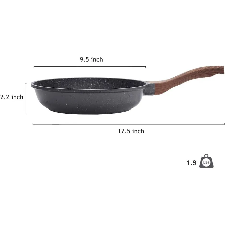 SENSARTE Nonstick Frying Pan Skillet, Swiss Granite Coating Omelette Pan, Healthy Stone Cookware Chef's Pan, PFOA Free (8/9.5/10/11/12.5 Inch) (9.5 Inch)