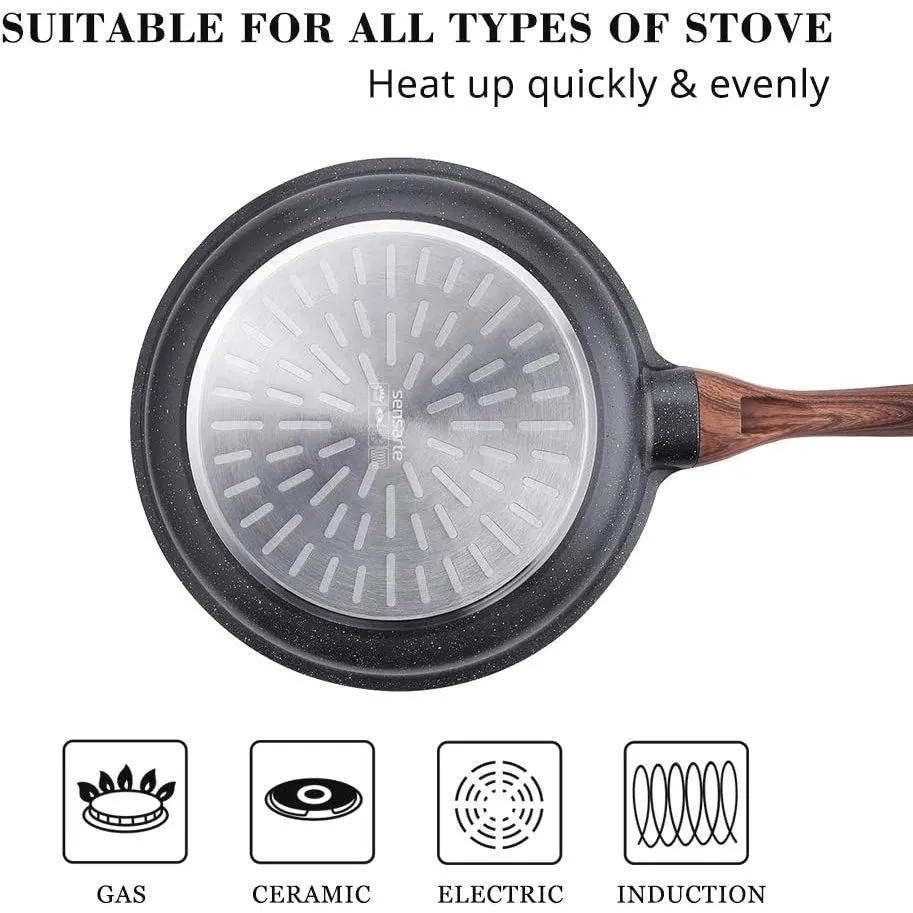 SENSARTE Nonstick Frying Pan Skillet, Swiss Granite Coating Omelette Pan, Healthy Stone Cookware Chef's Pan, PFOA Free (8/9.5/10/11/12.5 Inch) (9.5 Inch)