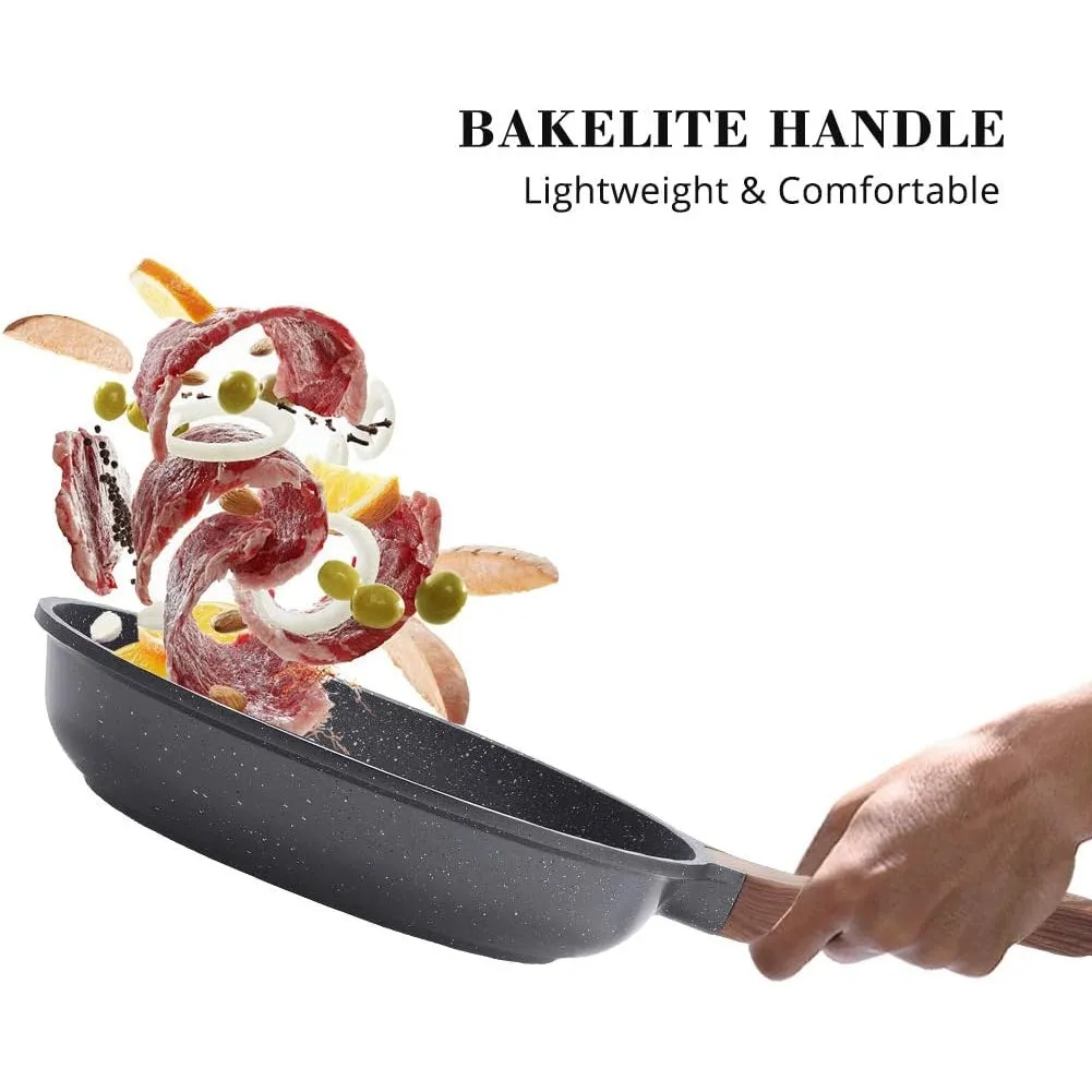 SENSARTE Nonstick Frying Pan Skillet, Swiss Granite Coating Omelette Pan, Healthy Stone Cookware Chef's Pan, PFOA Free (8/9.5/10/11/12.5 Inch) (9.5 Inch)