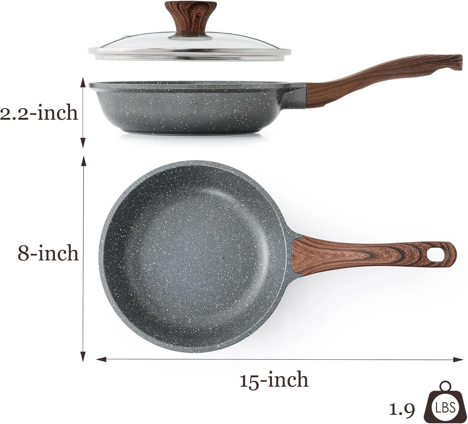 SENSARTE Nonstick Frying Pan Skillet with Lid, Omelet Pan with Cover, Healthy Egg Pan Chef's Pan, Kitchen Cooking Pan, PFOA Free (8inch   Glass Lid)