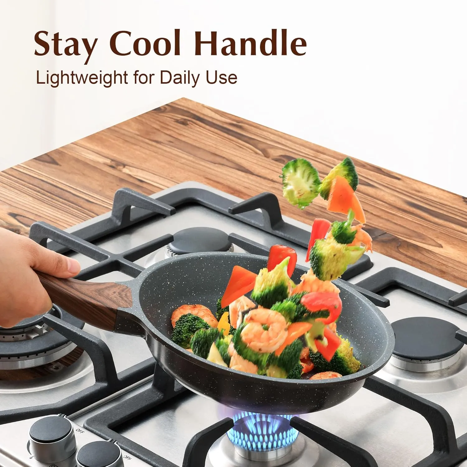 SENSARTE Nonstick Frying Pan Skillet with Lid, Omelet Pan with Cover, Healthy Egg Pan Chef's Pan, Kitchen Cooking Pan, PFOA Free (8inch   Glass Lid)
