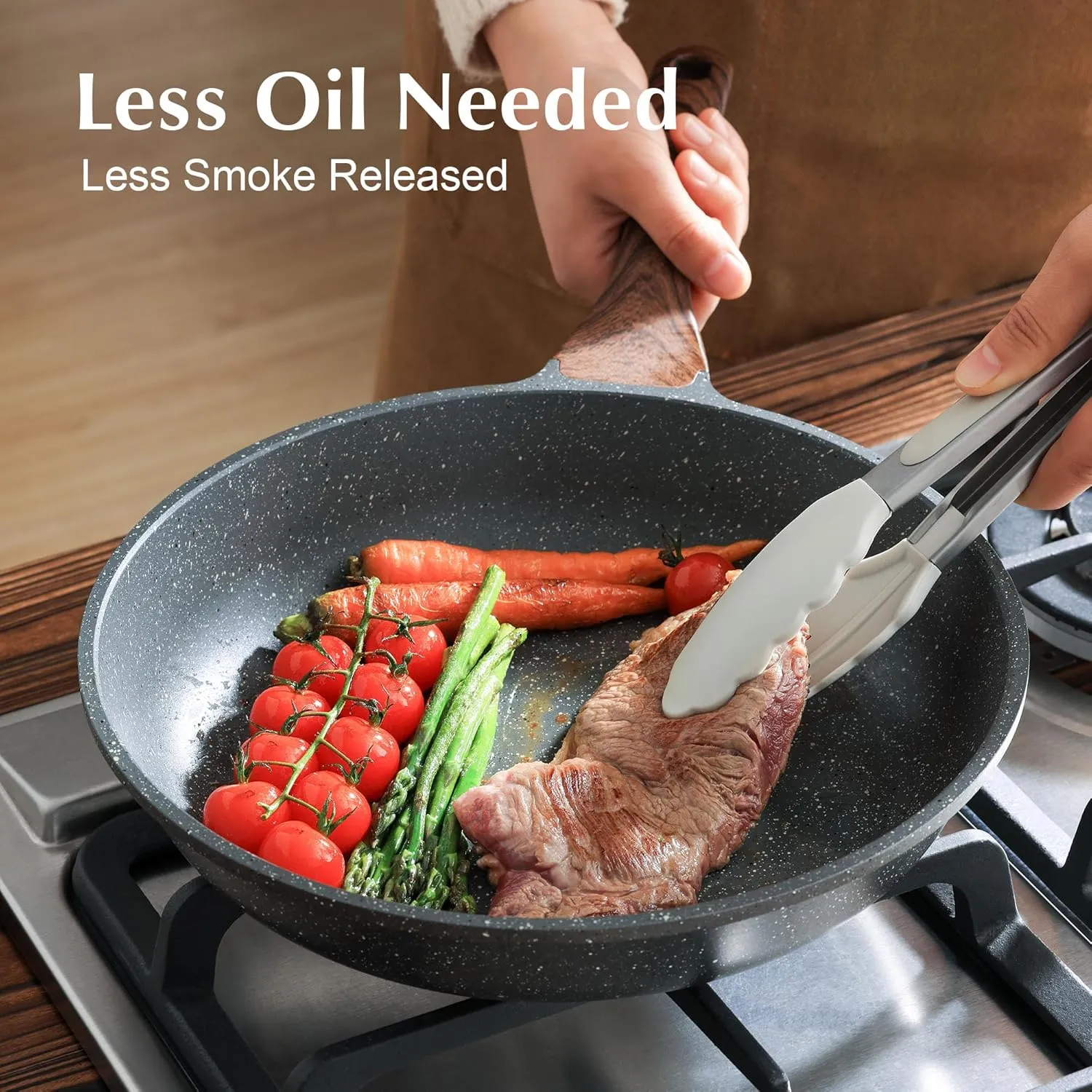 SENSARTE Nonstick Frying Pan Skillet with Lid, Omelet Pan with Cover, Healthy Egg Pan Chef's Pan, Kitchen Cooking Pan, PFOA Free (9.5inch   Glass Lid)