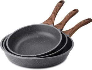 SENSARTE Nonstick Frying Pan Skillets, Swiss Granite Coating Omelette Pans, Healthy Cookware Chef's Pan, PFOA Free(9.5 11 12.5 Inch)