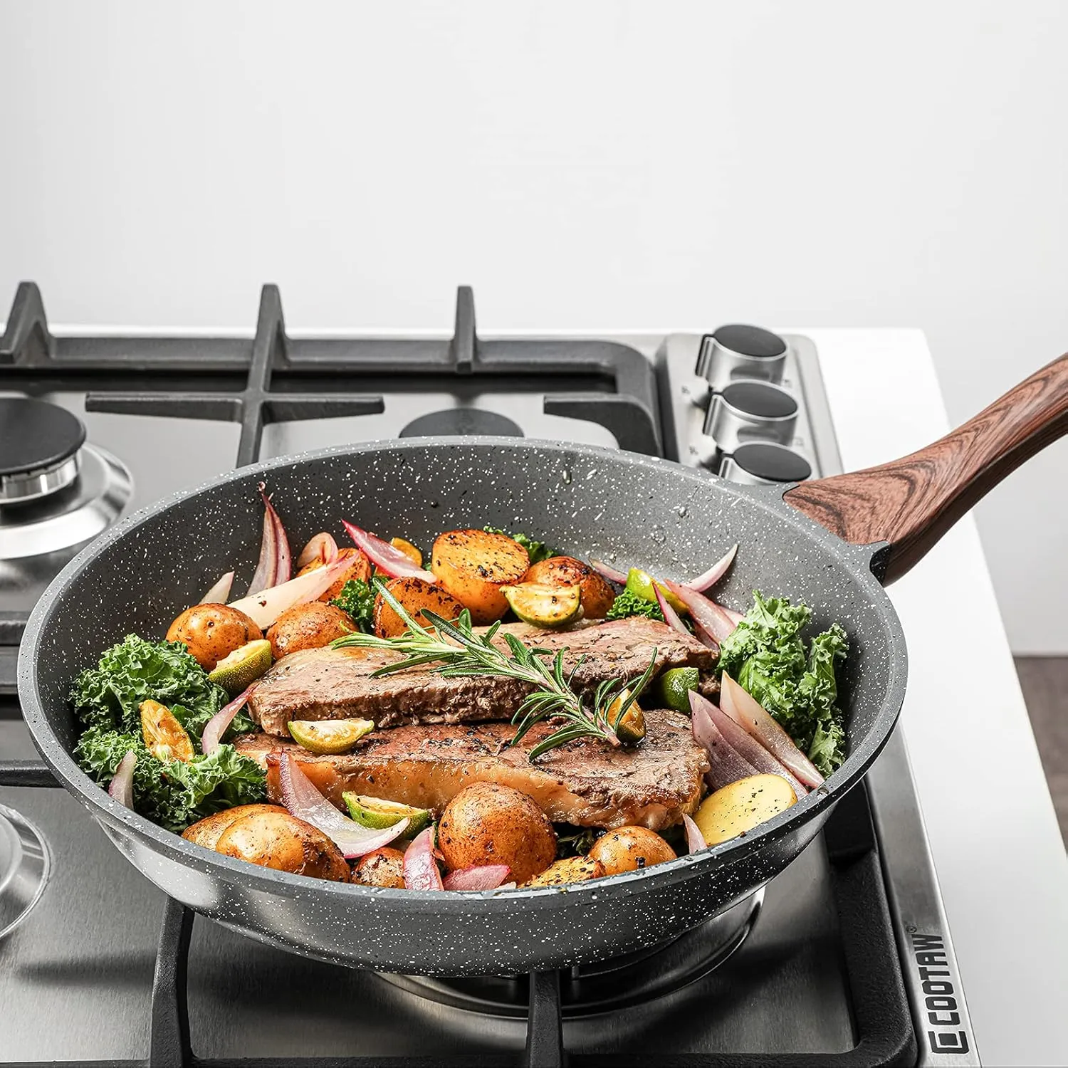 SENSARTE Nonstick Frying Pan Skillets, Swiss Granite Coating Omelette Pans, Healthy Cookware Chef's Pan, PFOA Free(9.5 11 12.5 Inch)