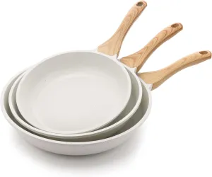 SENSARTE Nonstick Frying Pan Skillets, White Ceramic Coating Omelette Pans, Healthy Cookware Chef's Pan, PTFE & PFAS Free (9.5 11 12.5 Inch)