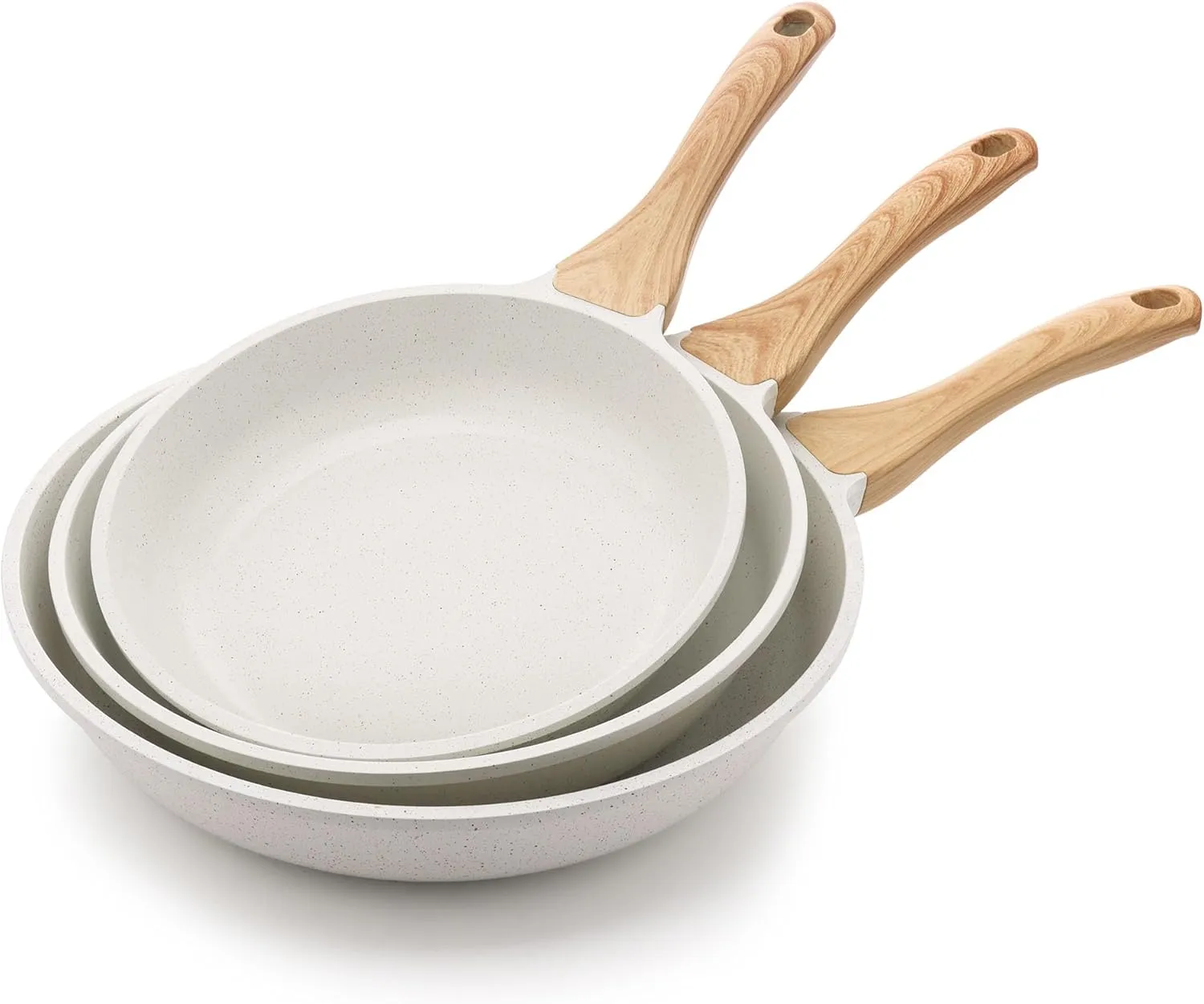 SENSARTE Nonstick Frying Pan Skillets, White Ceramic Coating Omelette Pans, Healthy Cookware Chef's Pan, PTFE & PFAS Free (9.5 11 12.5 Inch)