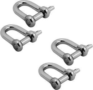 SHENGHUISS Bow Anchor D Shackle Stainless Steel 316 Dee Ring Forged Shackle Marine Hardware 4 Pack