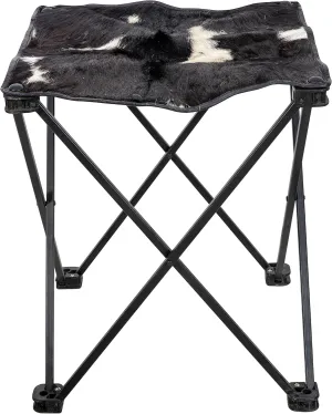 Shy Shy Let's Touch The Sky Vintage Hair-on Camping Stool, Portable Folding Stool for Outdoor Walking Hiking Fishing Camping Chair Foot Stool,Collapsible, Portable Footrest (Black & White)