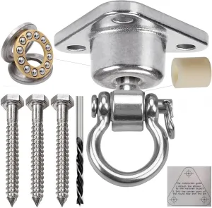 Silent Bearing Swing Hanger Heavy Duty, SUS Rust Proof, 1500LB Capacity 360 Degree Rotation, Playground Porch Yoga, Sandbag, Gym (3 Wooden Screws)