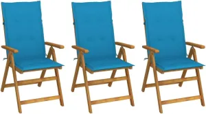 Sillas De Patio Camping Chairs Patio Chairs Lounge Chair - Folding Patio Chairs 3 pcs with Cushions Solid Acacia Wood for Outside Garden Park Beaches