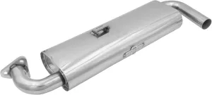 Single Quiet Muffler, Large 3 Bolt, Beetle Stainless Steel, Compatible with Dune Buggy