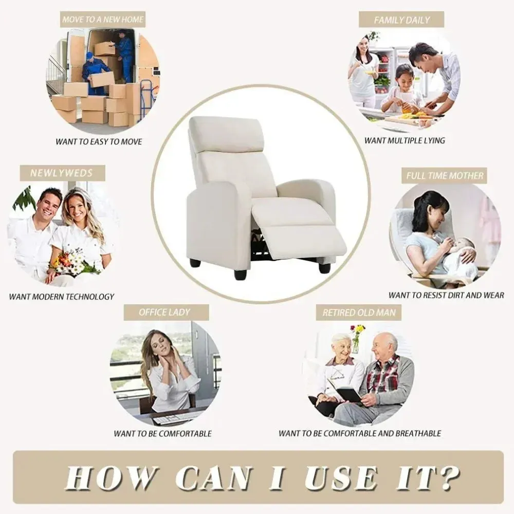 Single Reclining Padded Seat Backrest --Many Color Options