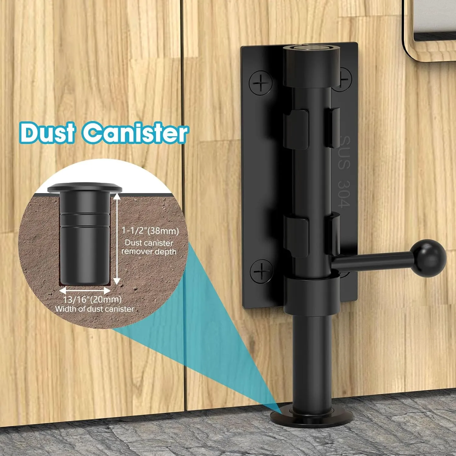 Slide Bolt Gate Latch Hardware, Barrel Bolt Latch, 6.3 Inch Heavy Duty Solid 304 Stainless Steel Black Finish Lock for Wooden Fence/Shed/Yard/Barn Door/Interior and Outdoor (Black)