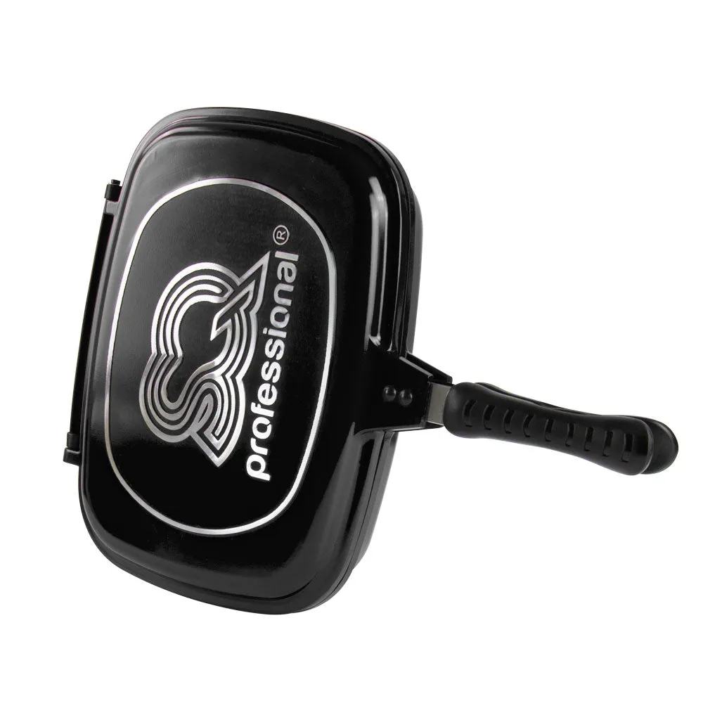 SQ Professional Nea Diecast Double Sided Magic Pan 32cm Nera Black 4482 (Parcel Rate)