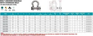Stainless Bolt Anchor Shackle FS 1-1/4" 316-NM