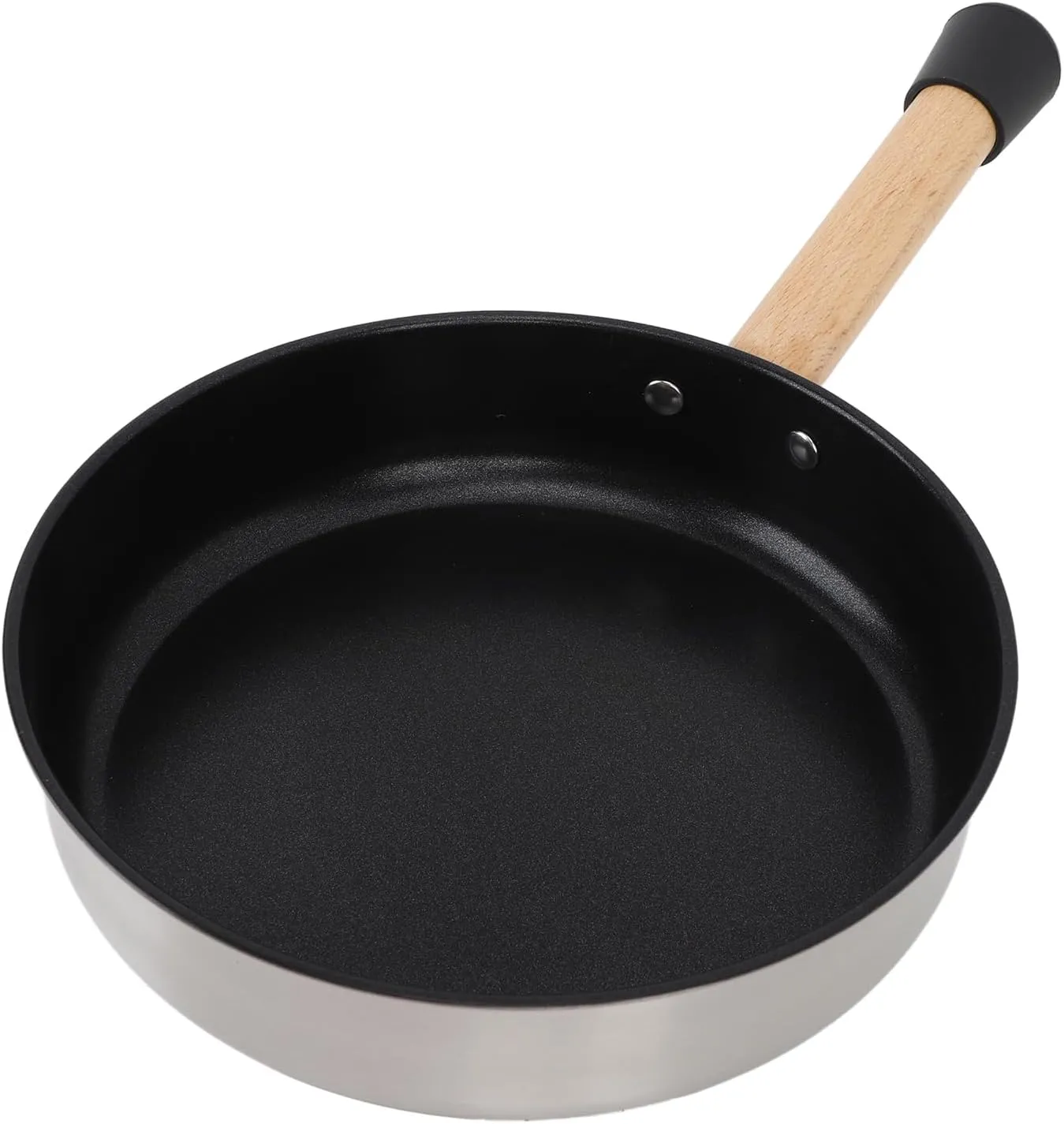 Stainless Steel Anti Stick Frying Pan Portable Wooden Handle Frying Pan Stovetop Frying Pan With Storage Bag Ideal For Frying, Roasting, Boiling And Stir Frying For Camping And Pic
