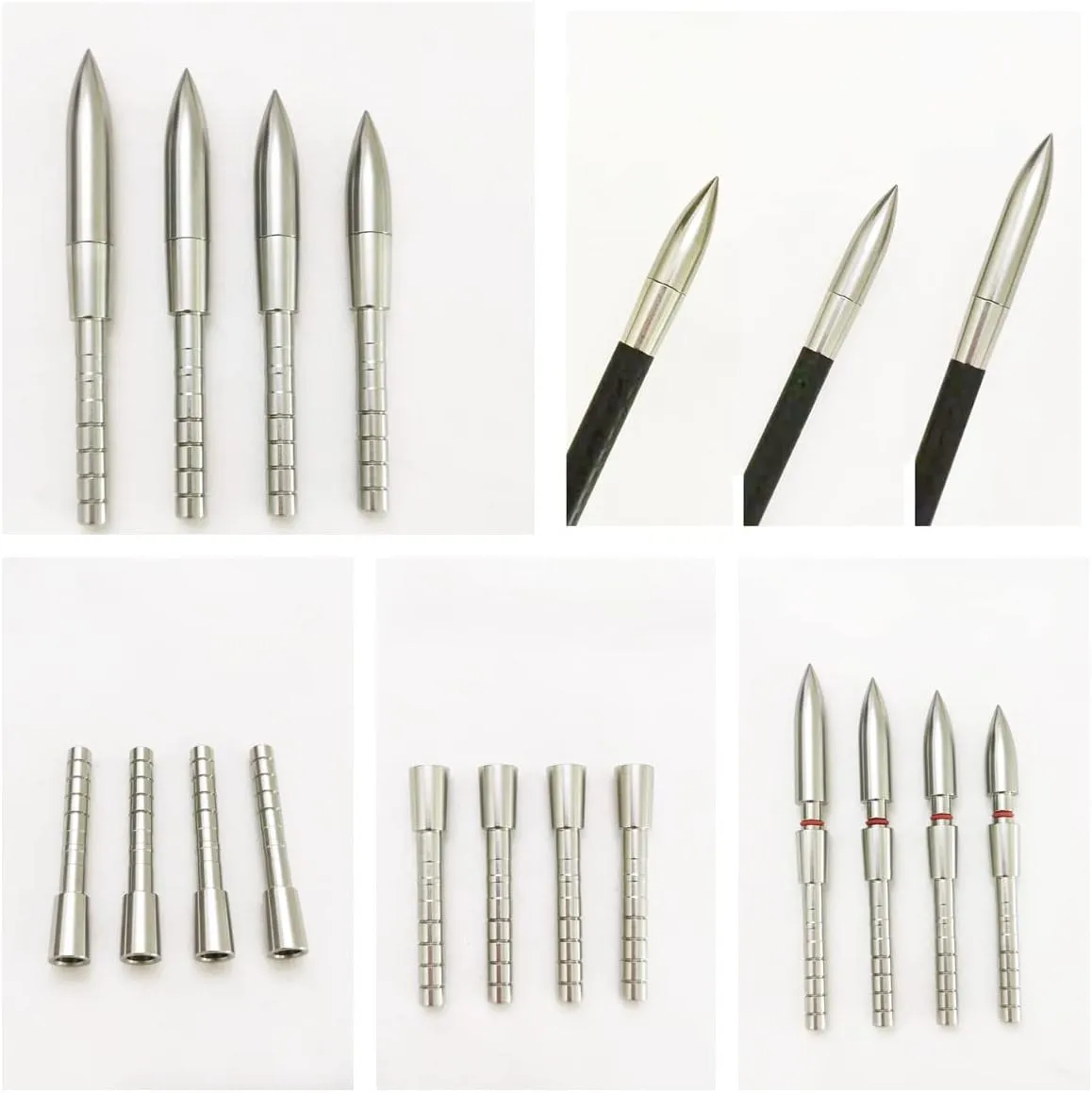 Stainless-Steel Arrow Inserts Suitable for ID .204" .244" Carbon Arrows, Suitable for 5/16" Field Points, Cuttable from 35-200 Grain (A Dozen)