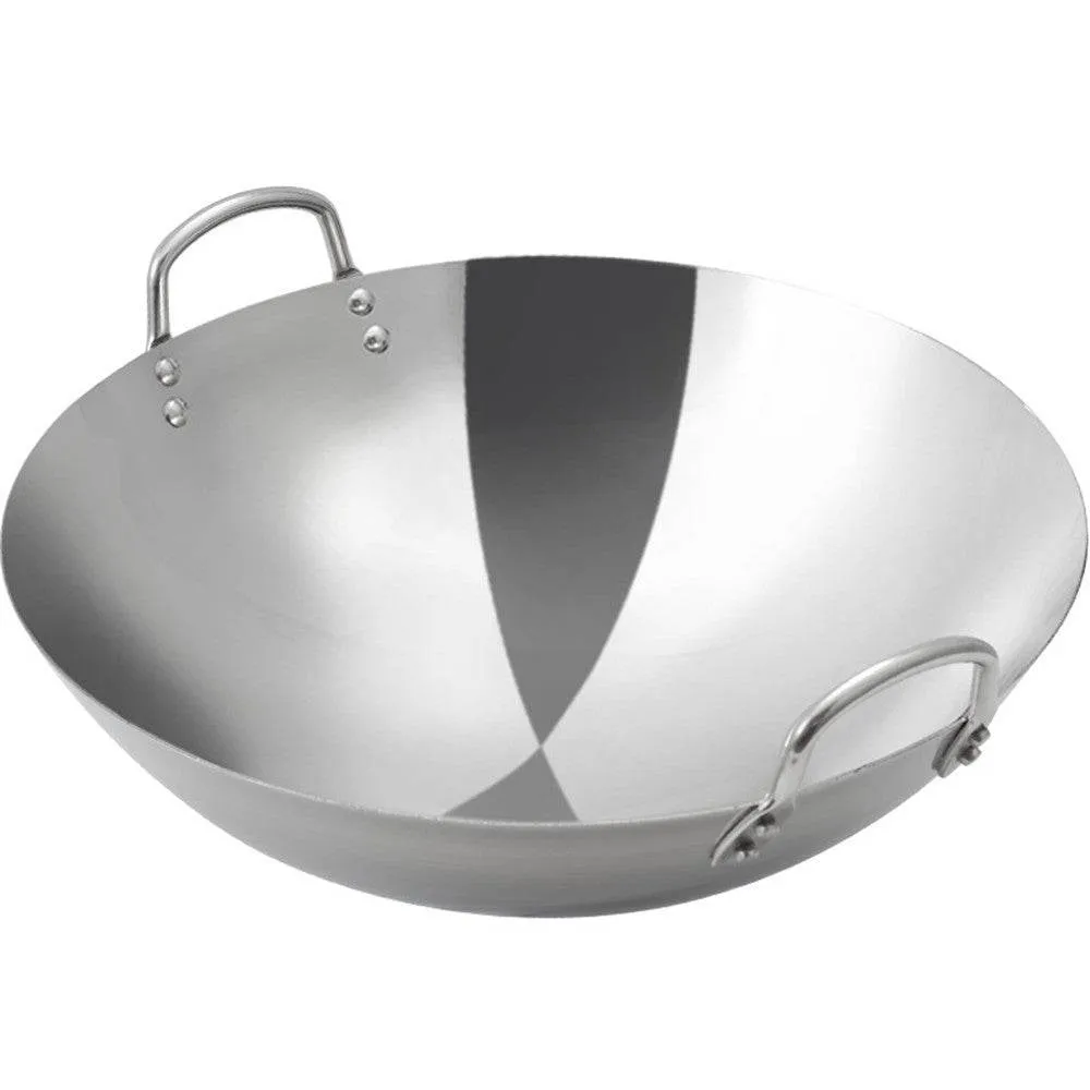 Stainless Steel Double Ear Frying Tripod Thickened Uncoated Frying Pan With Ear Stainless Steel Frying Pan