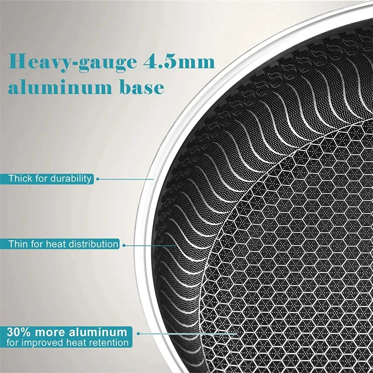Stainless Steel Nonstick Honeycomb Frying Pan with Lid