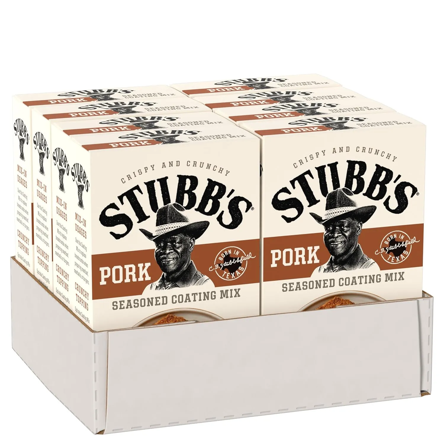 Stubb's Seasoned Coating Mix, Pork, For Coating and Mixing Wherever You’d Use Breadcrumbs, Including Pork Chops, Chicken Tenders, Meatloaf, Meatballs, and Burgers, 5 oz (Pack of 8)