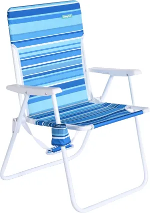 SunnyFeel 15" Tall Folding Beach Chair, Oversized Portable High Seat Sand Chair for Adults Heavy Duty 300 LBS, Foldable Camping Lawn Chairs for Camp/Outdoor/Travel/Picnic/Concert/Sports